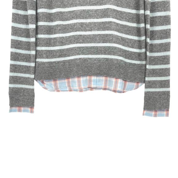 NWT JOIE CASHMERE SWEATER RIKA Women's Size XS Gray Striped With SHIRT COLLAR - Picture 6 of 8